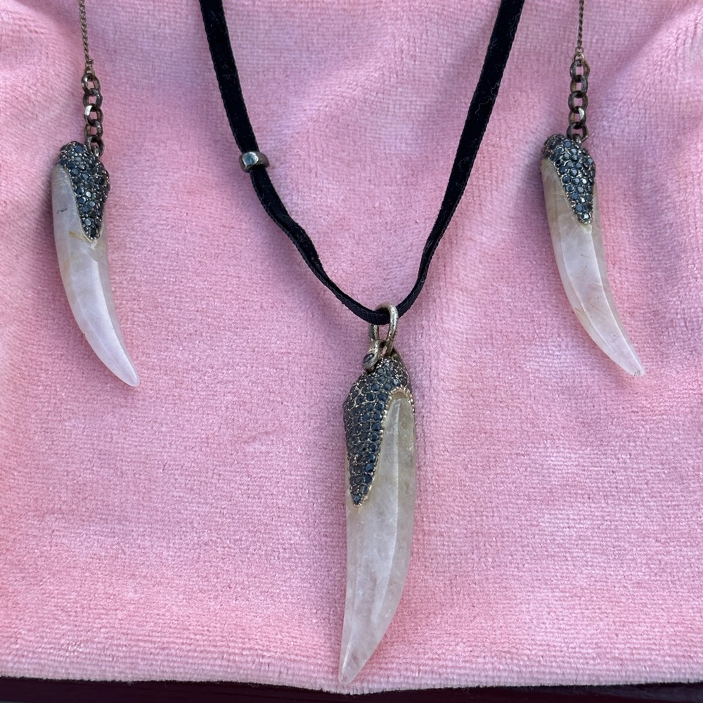 Kenneth Cole Semi Precious Tooth Necklace and Earrings